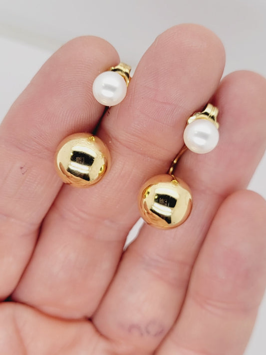 18ct gold and pearl day earrings sku 8833
