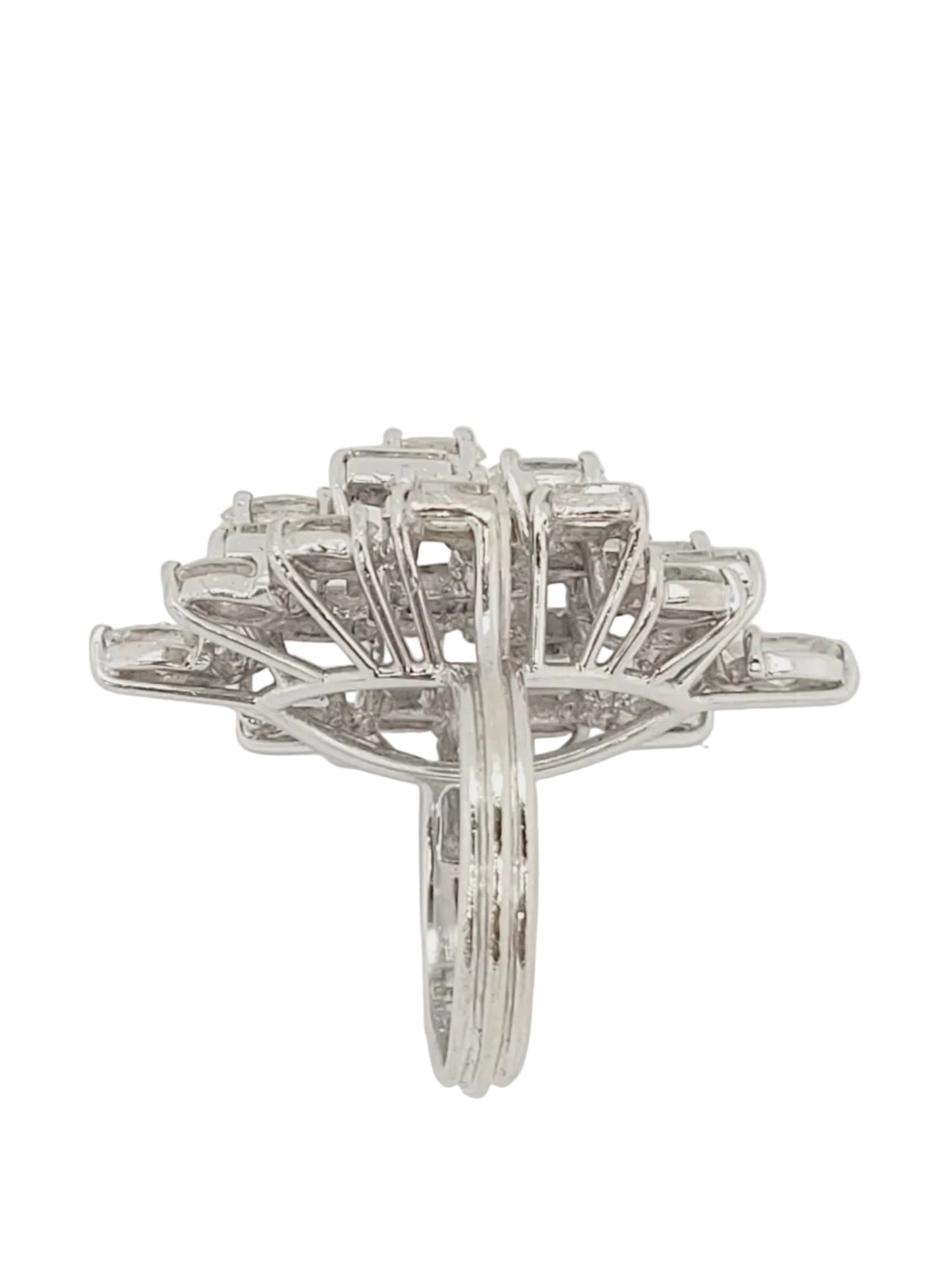 1960's baguette diamond Brutalist diamond cluster ring sku 9129