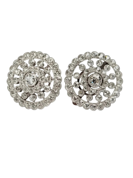 Large art deco old European cut diamond earrings sku 8962