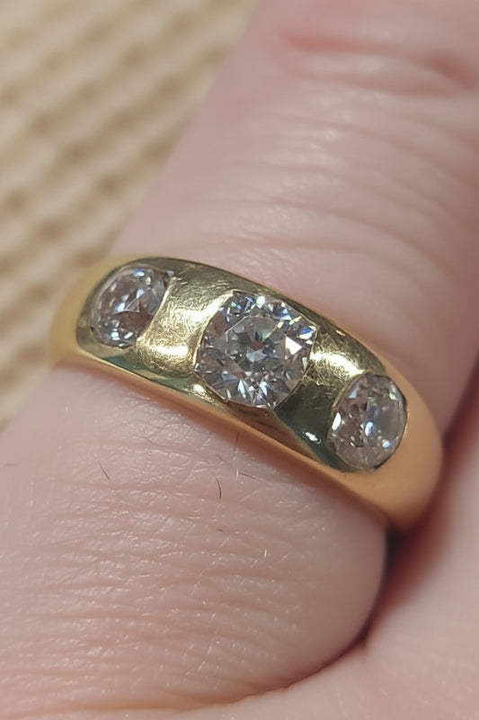 Old mine cut diamond 18ct yellow gold gypsy set ring sku 9093