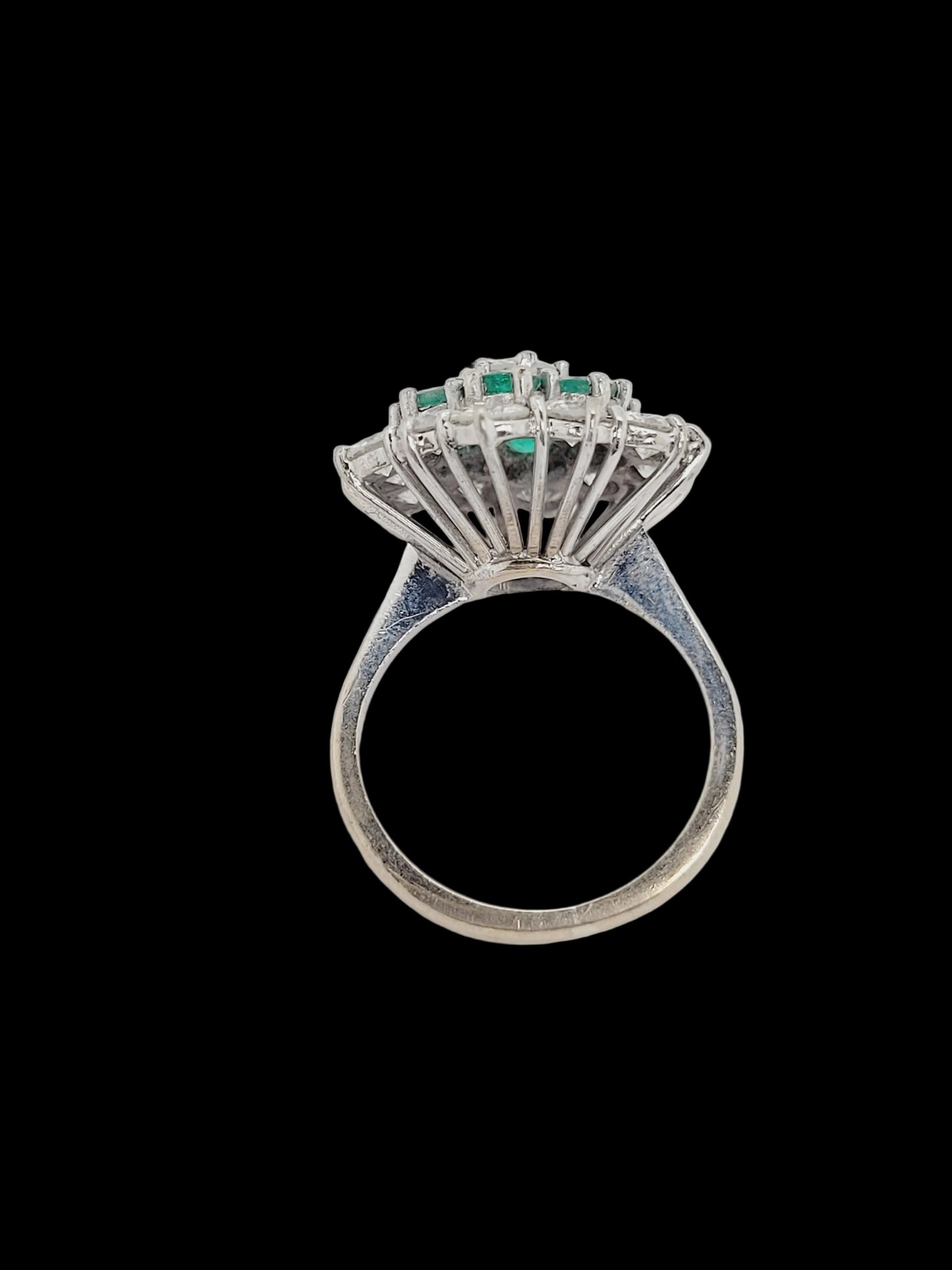 Emerald and diamond cluster ring sku 8698