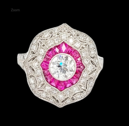 Ruby and old European cud diamond engagement ring
SKU: 5254