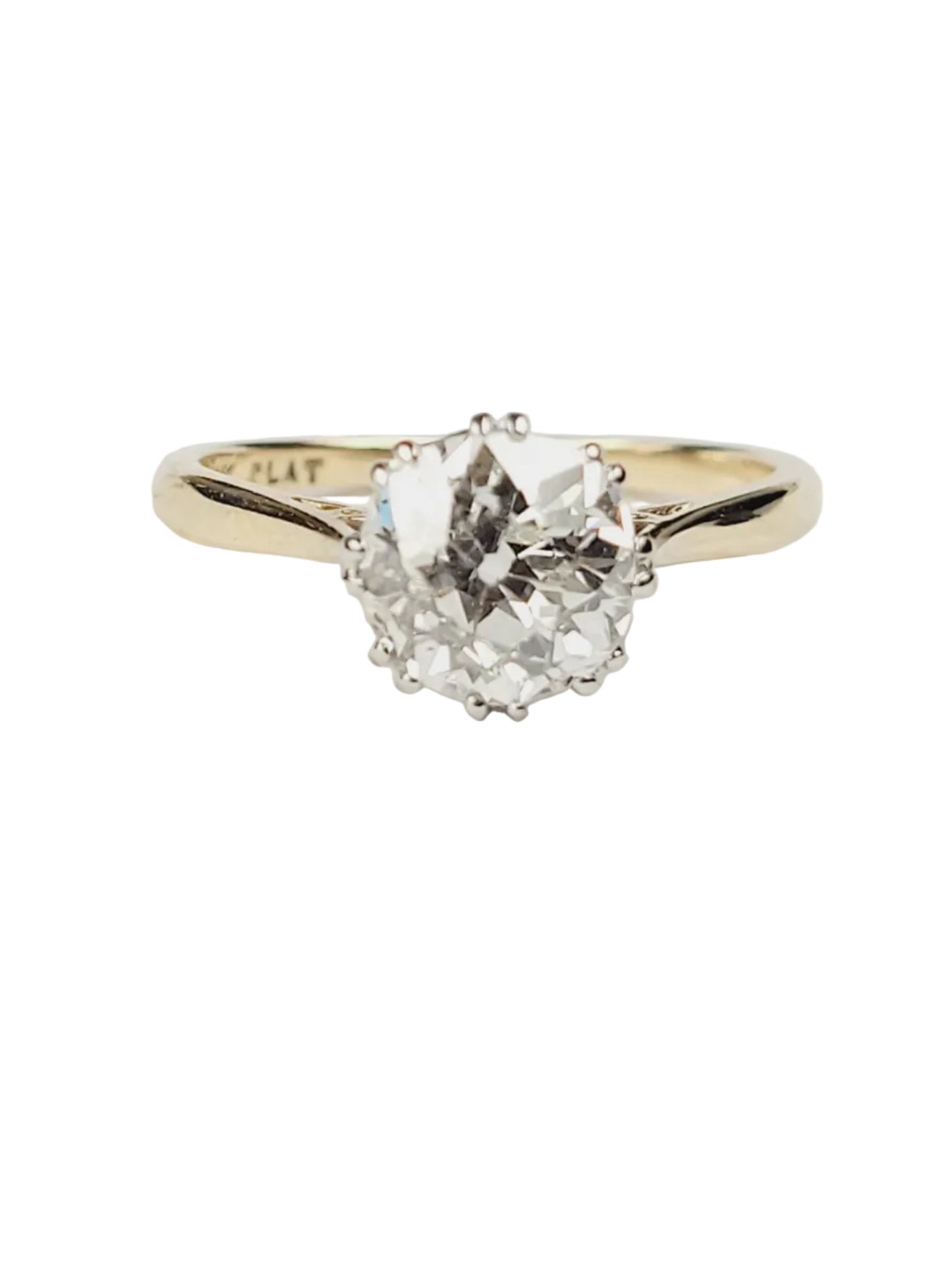 1.70ct old mine cut diamond solitaire engagement ring sku 9179