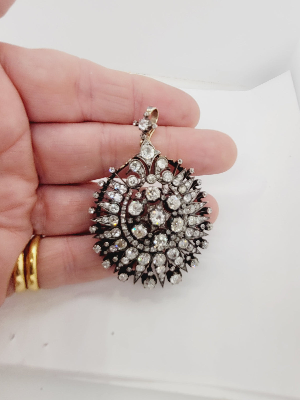 Antique old mine cut pendant necklace sku 9170