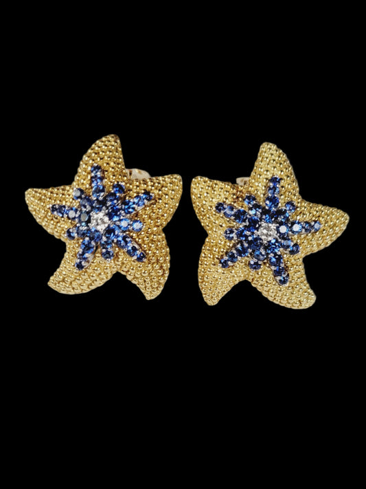 Fabulous retro beaded star earrings with sapphire and diamonds
SKU: 8610