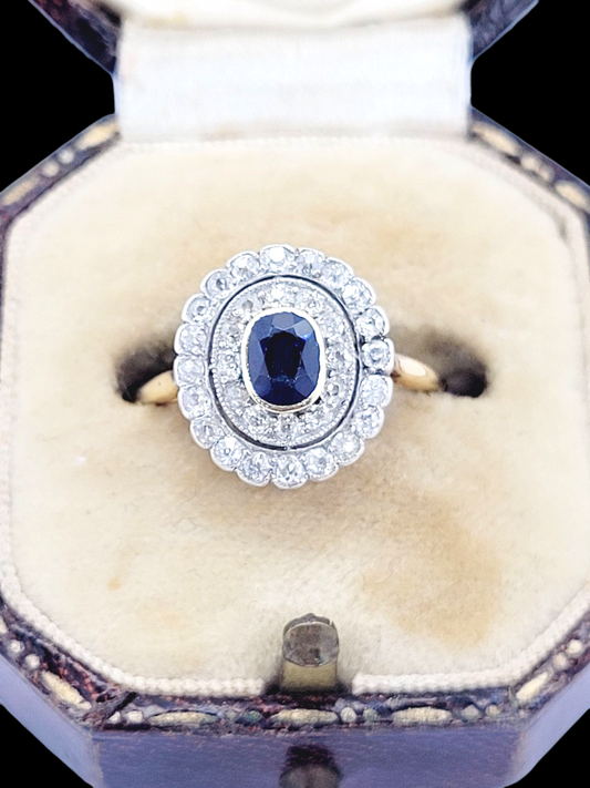 Beautiful Edwardian sapphire and diamond cluster engagement ring
SKU: 8104