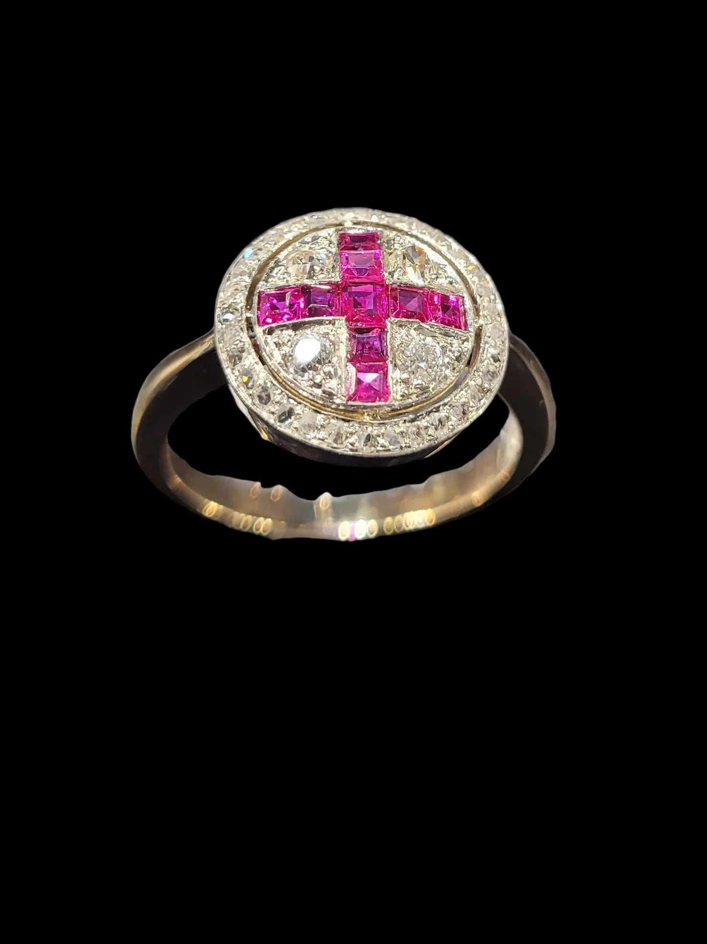 Fine Edwardian Burmese Ruby and diamond ring sku 8755