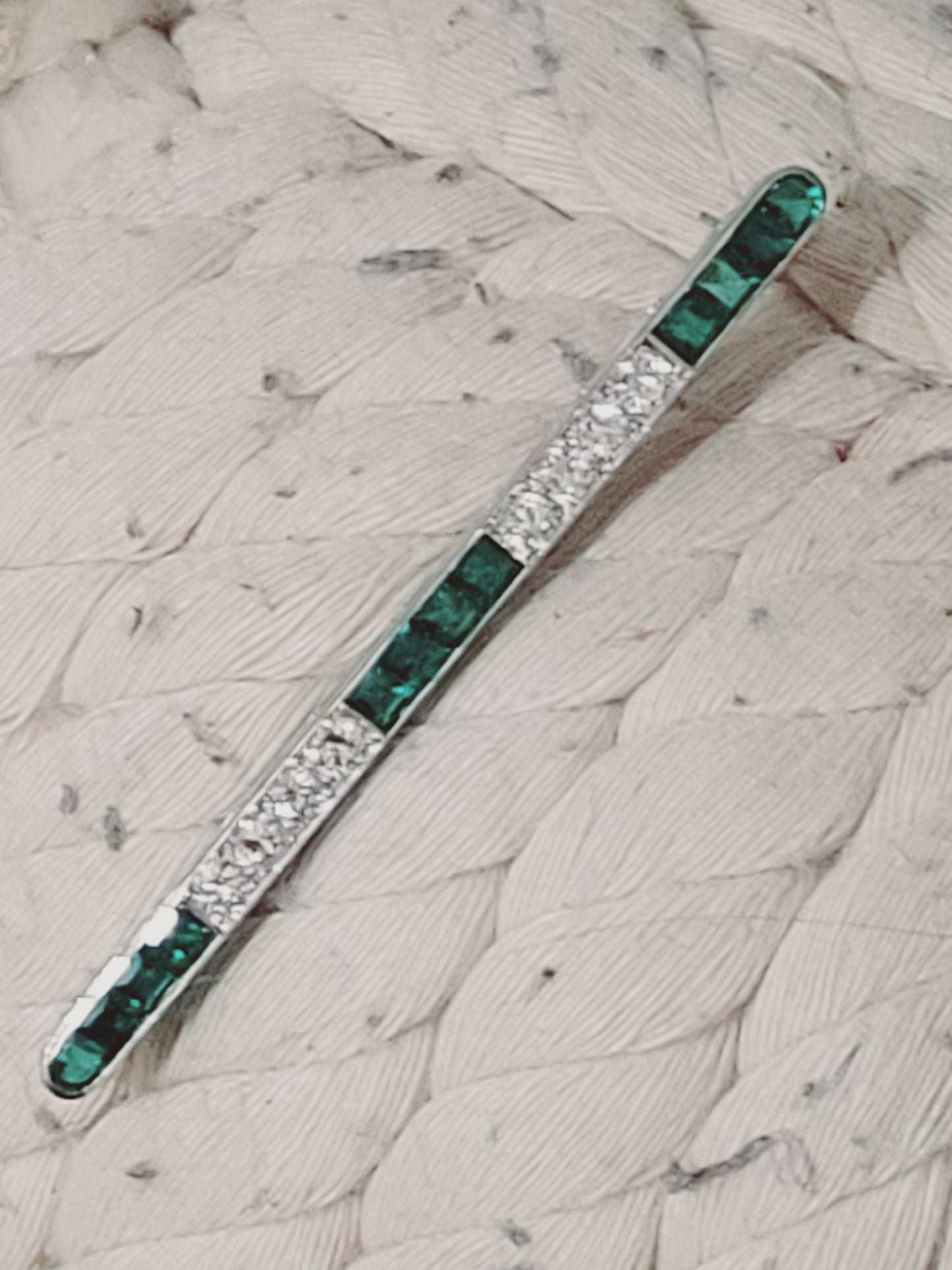 Strong Art deco emerald and diamond brooch sku 9107
