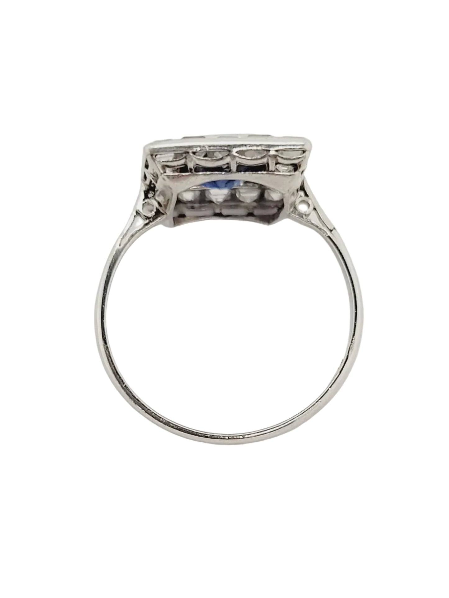 Art deco sapphire and square diamond ring sku 8984