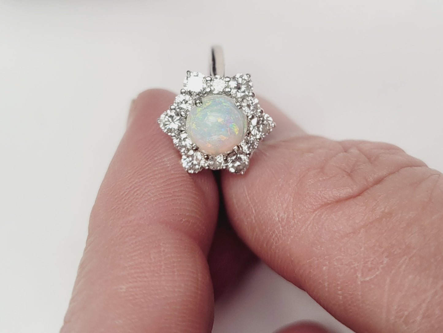 Opal and diamond cluster ring sku 9151