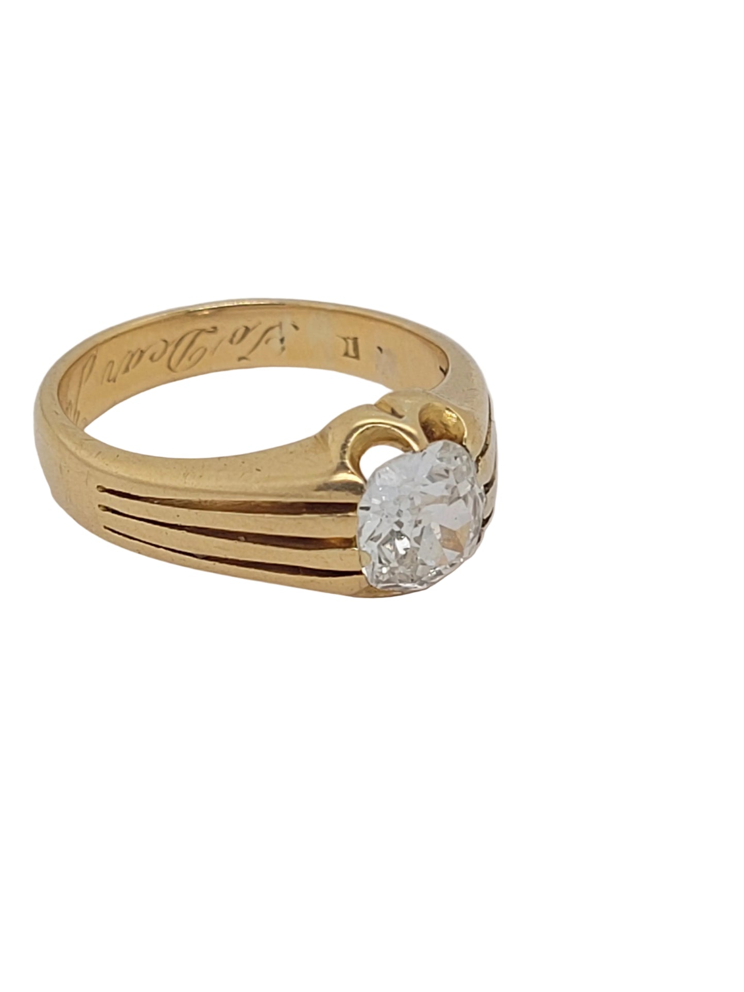 Antique old mine cut diamond gypsy ring sku 9147