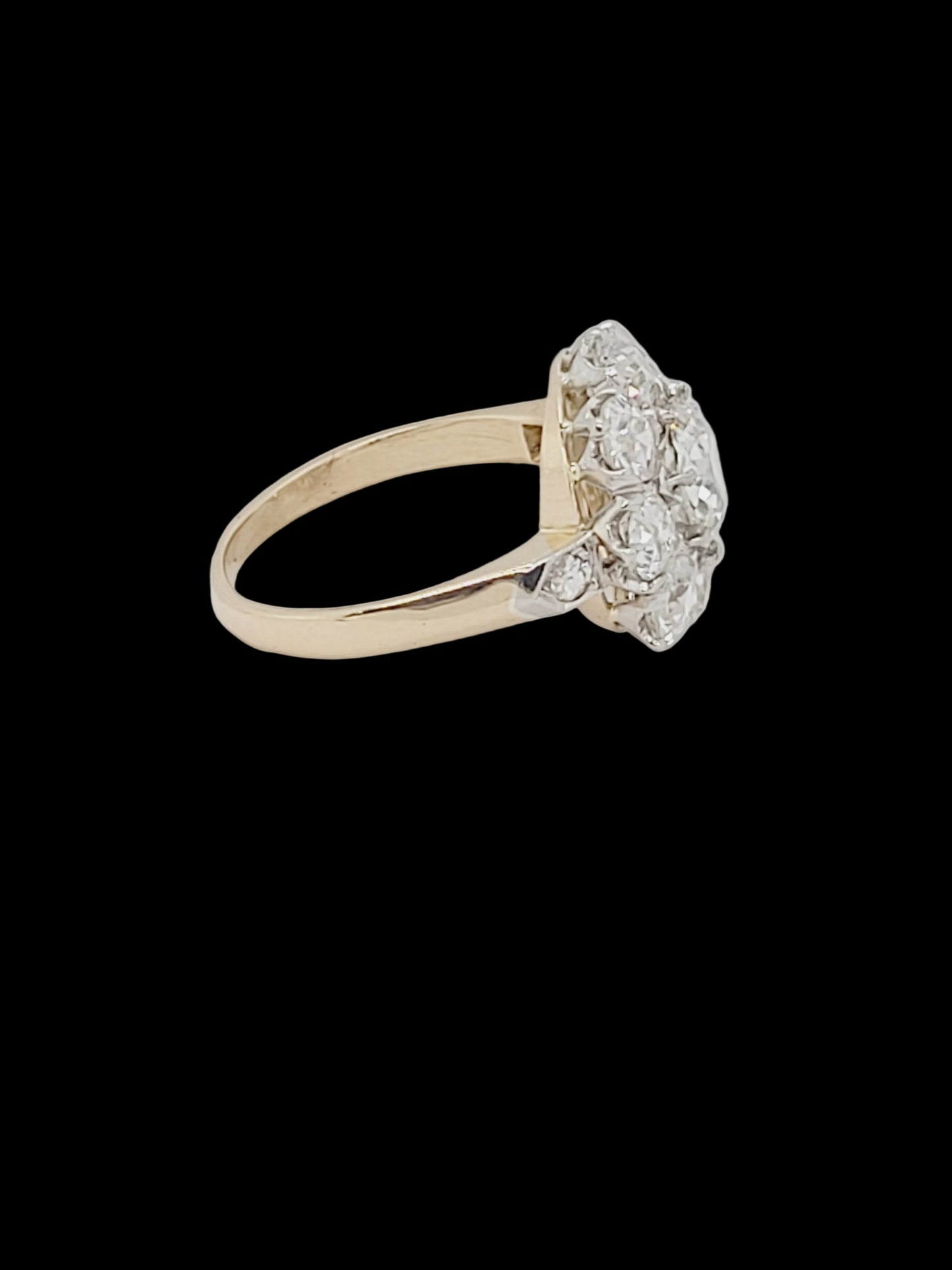 Antique diamond cluster engagement ring sku 8797