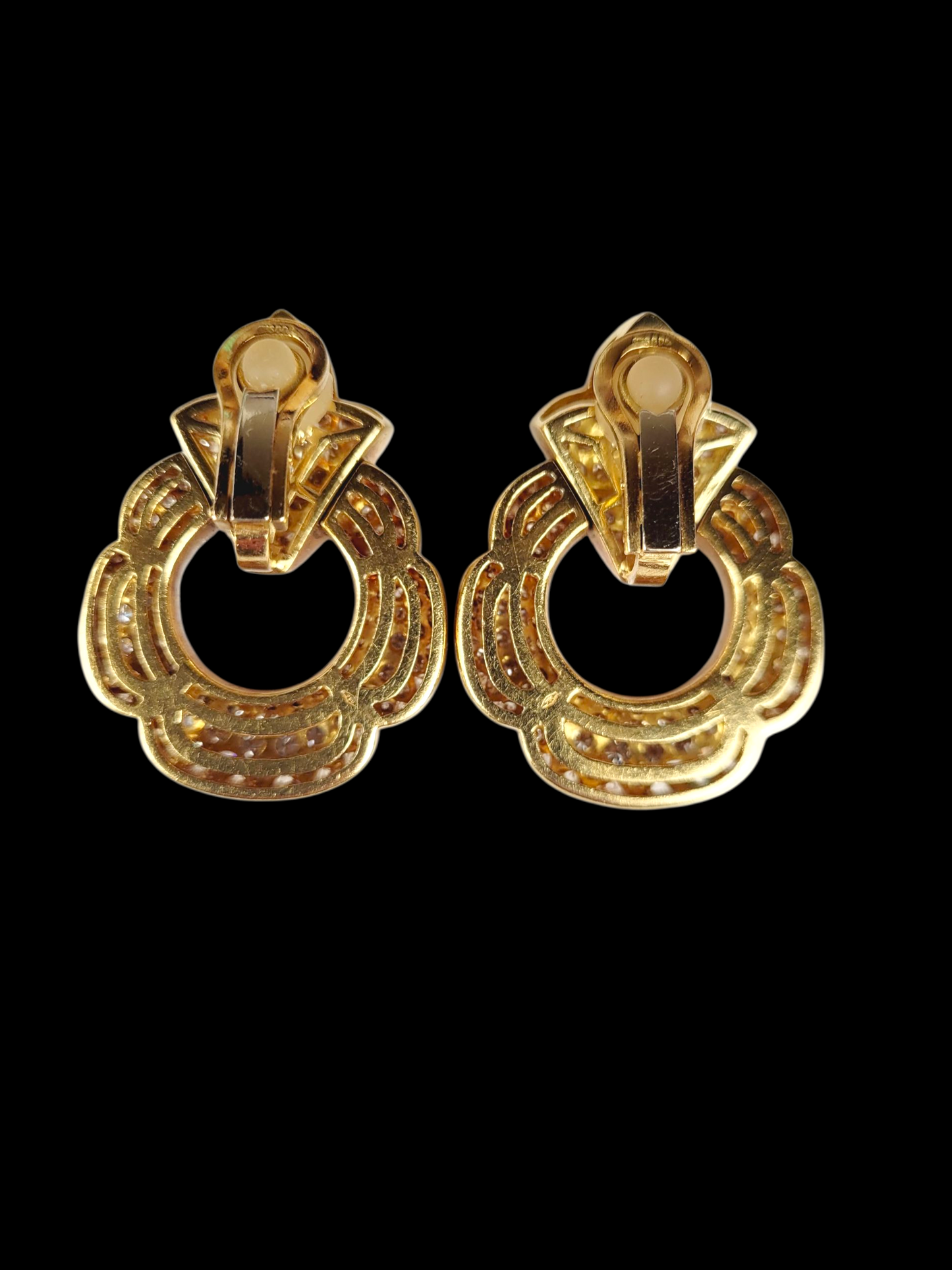 Stunning pave diamond 18ct yellow gold drop earrings sku 8498