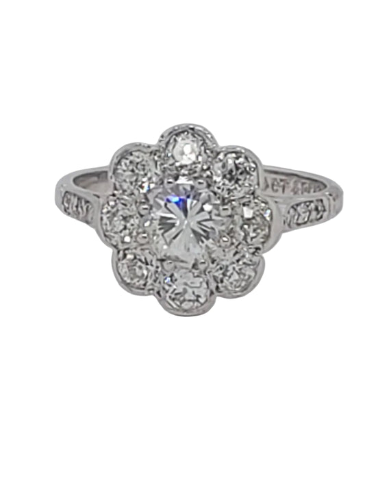 Bright daisy cluster diamond engagement ring sku 9198