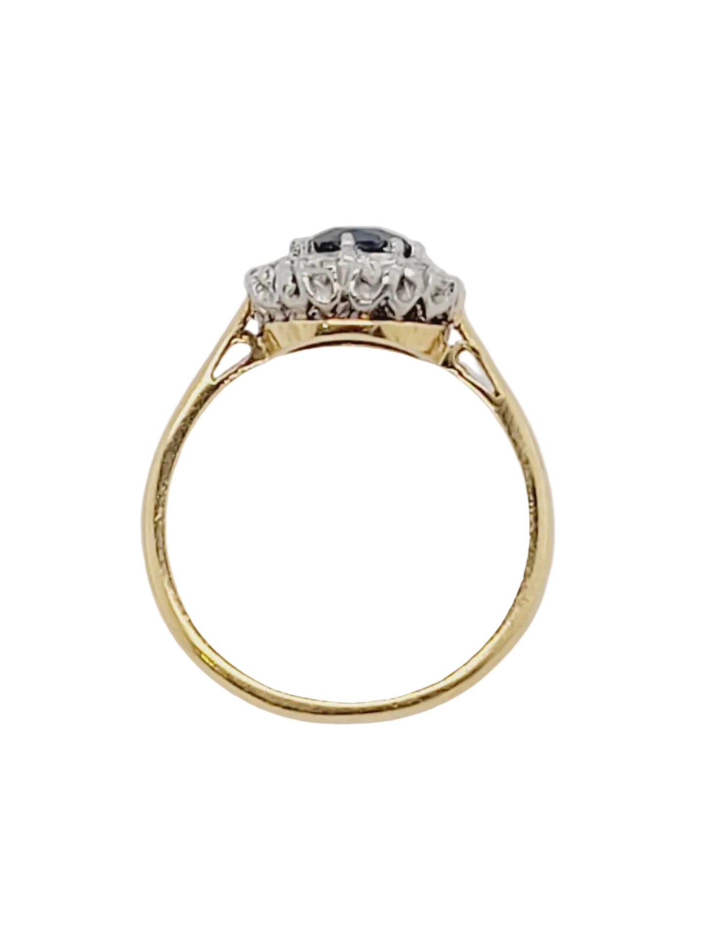 Sapphire and diamond cluster engagement ring sku 8565