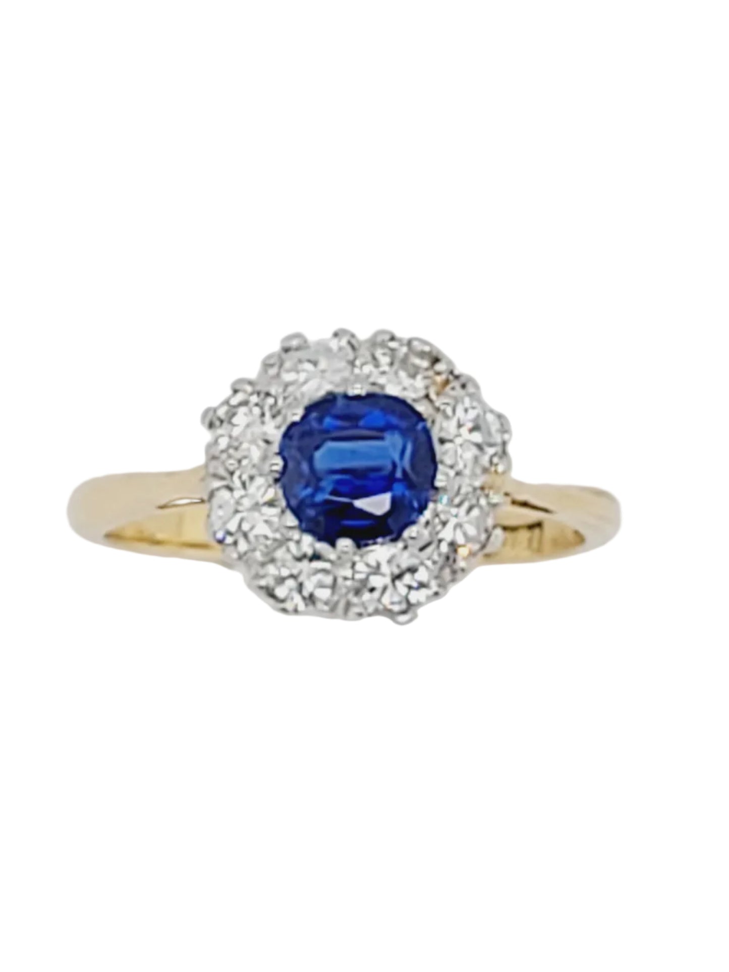 Sapphire and diamond cluster engagement ring sku 8565