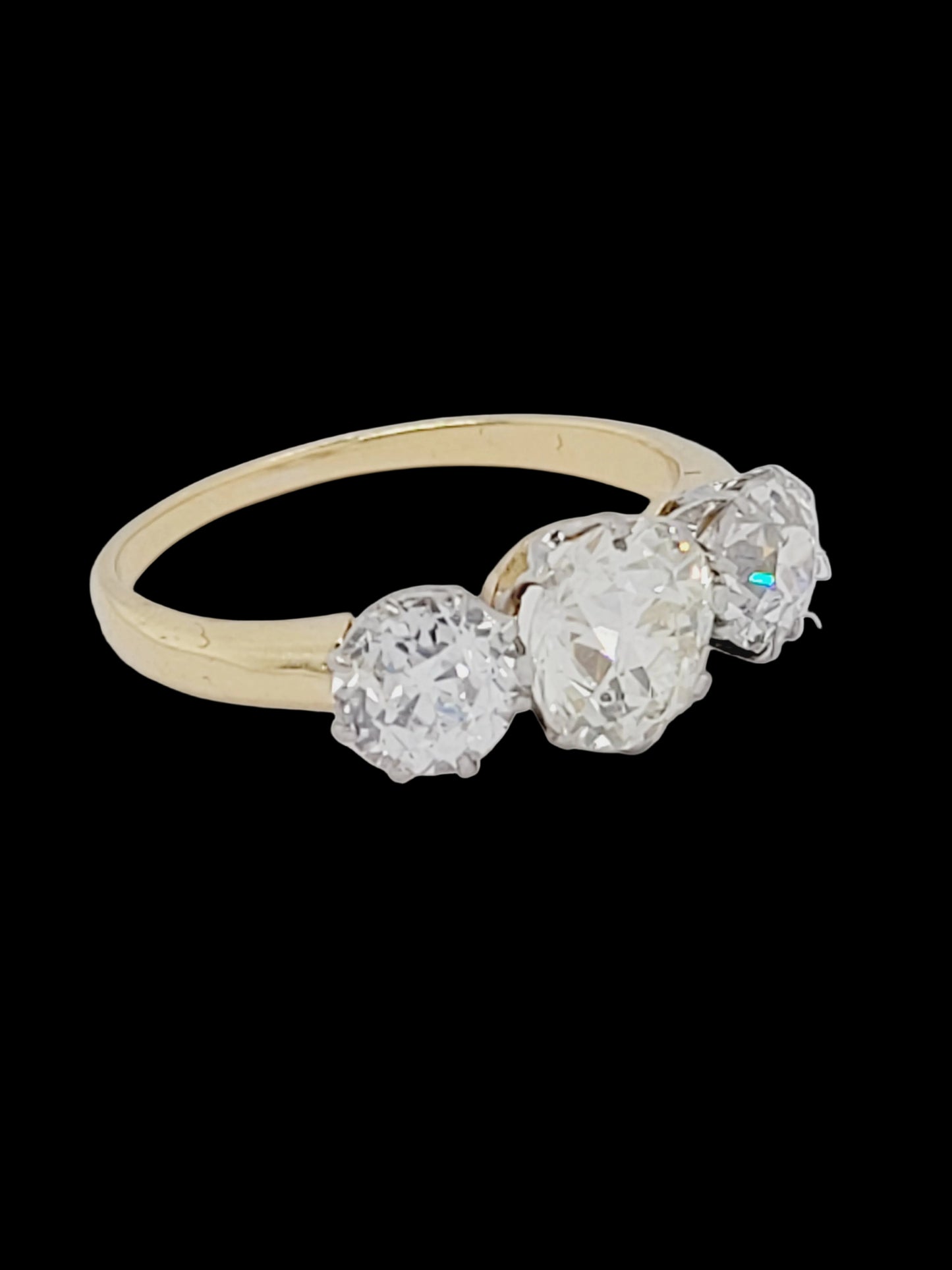 Antique diamond trilogy engagement ring in 18ct yellow gold sku 8969