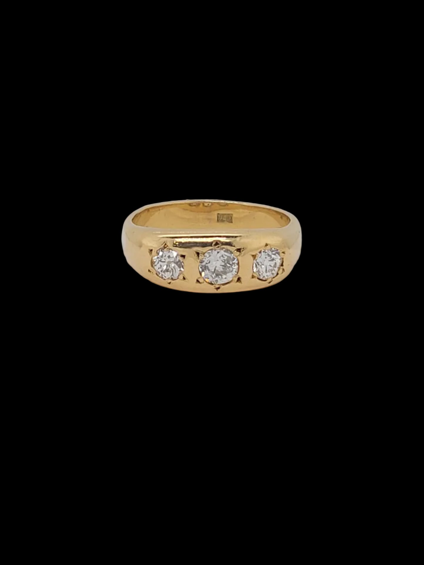 Antique three diamond gypsy set ring sku 8790