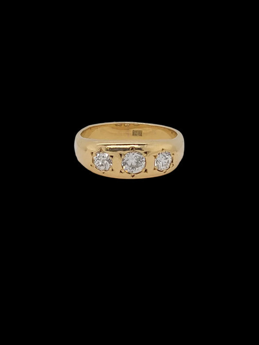 Antique three diamond gypsy set ring sku 8790