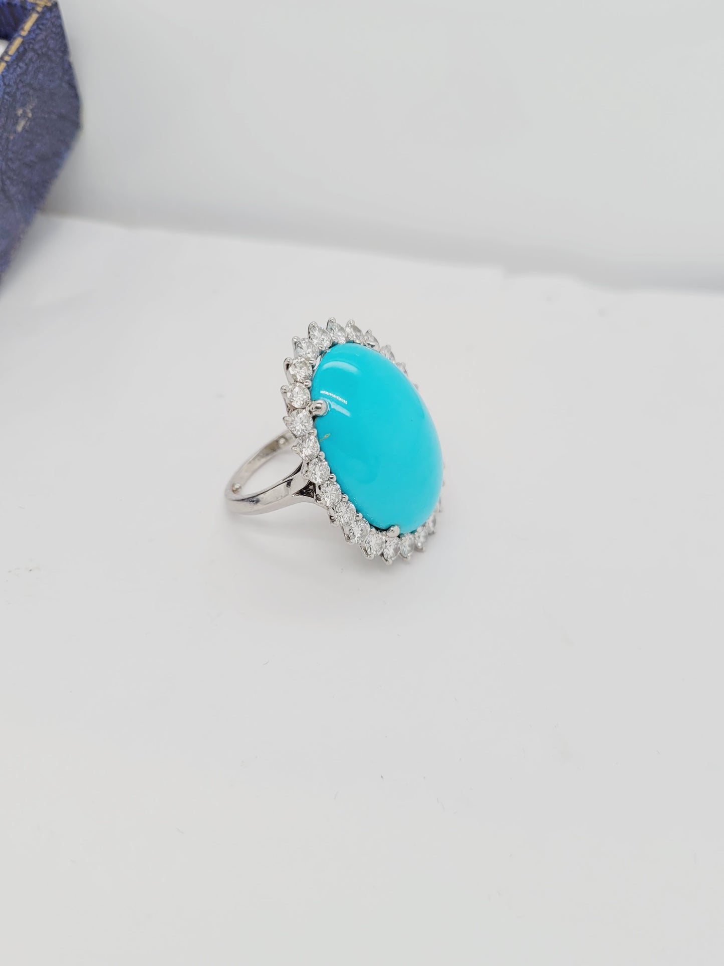 Large turquoise and diamond cluster dress ring
sku 8545