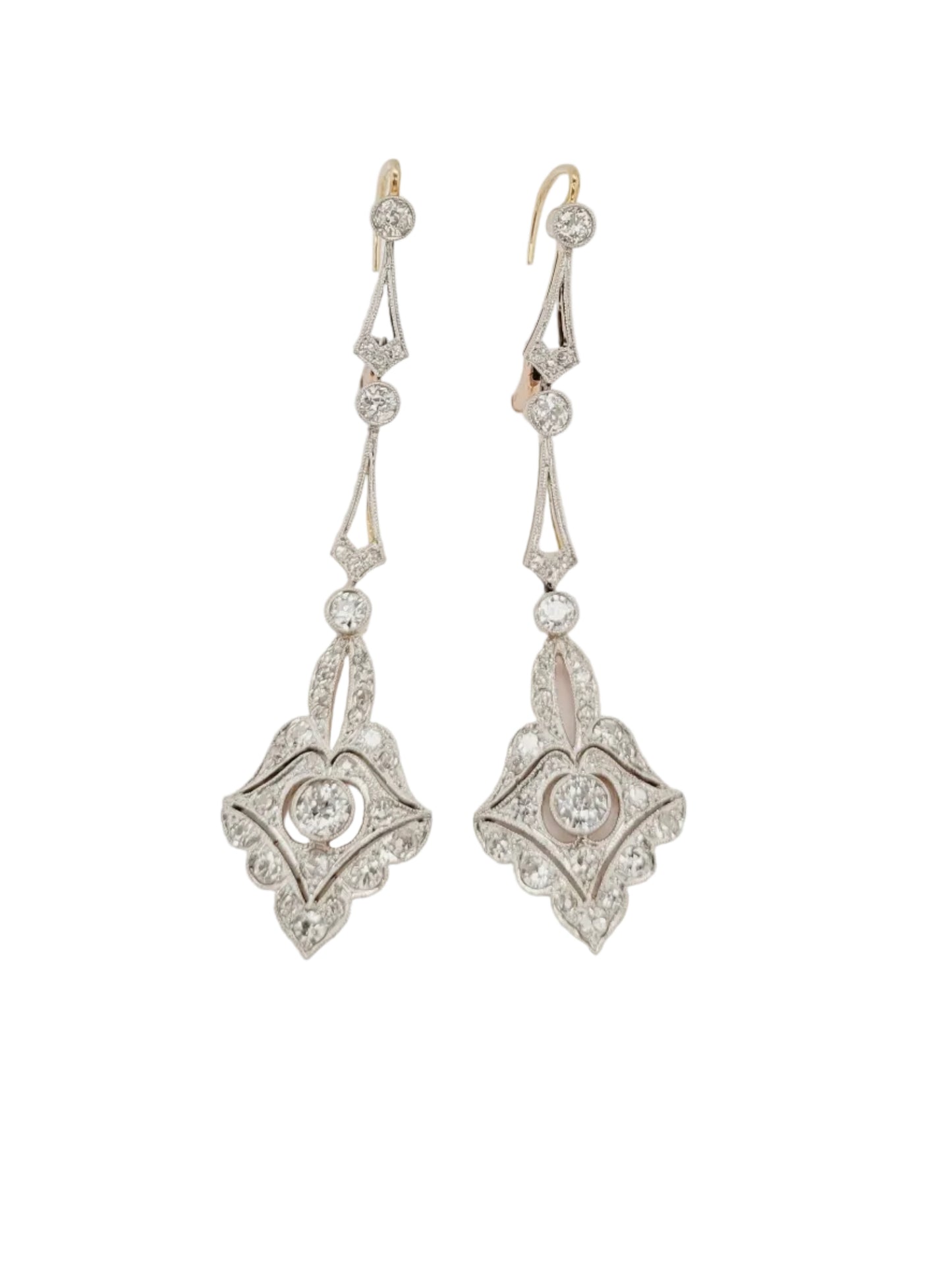 Edwardian diamond drop earrings sku 8901