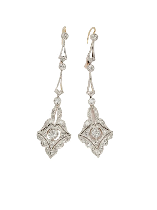 Edwardian diamond drop earrings sku 8901