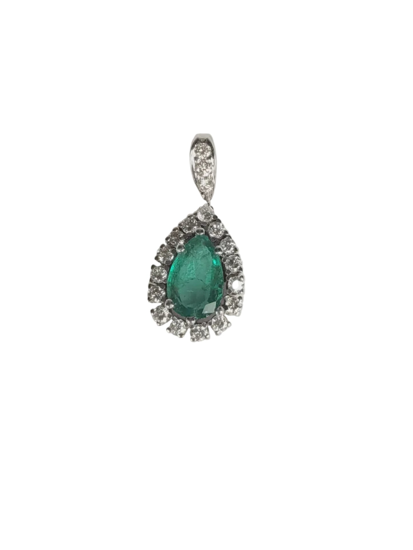 Emerald and diamond cluster pendant sku 9145