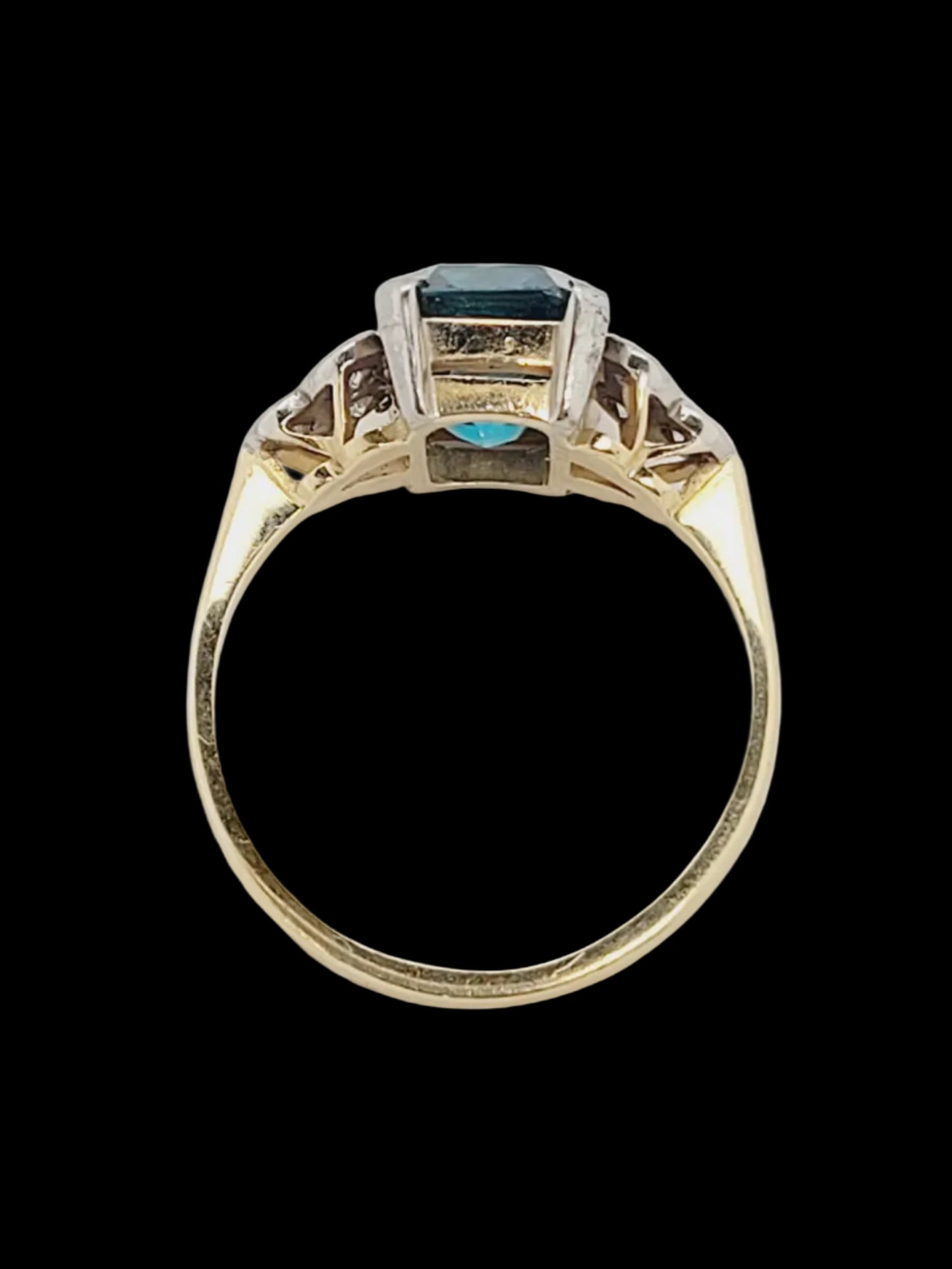 Edwardian electric vibrant blue zircon and diamond dress ring sku 8918