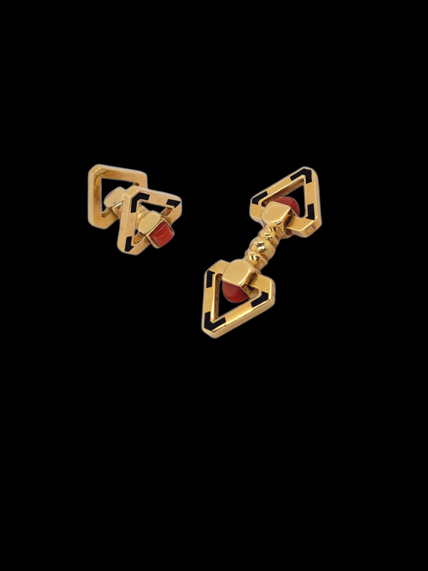 Art deco coral and black enamel gold cufflinks
SKU: 8203