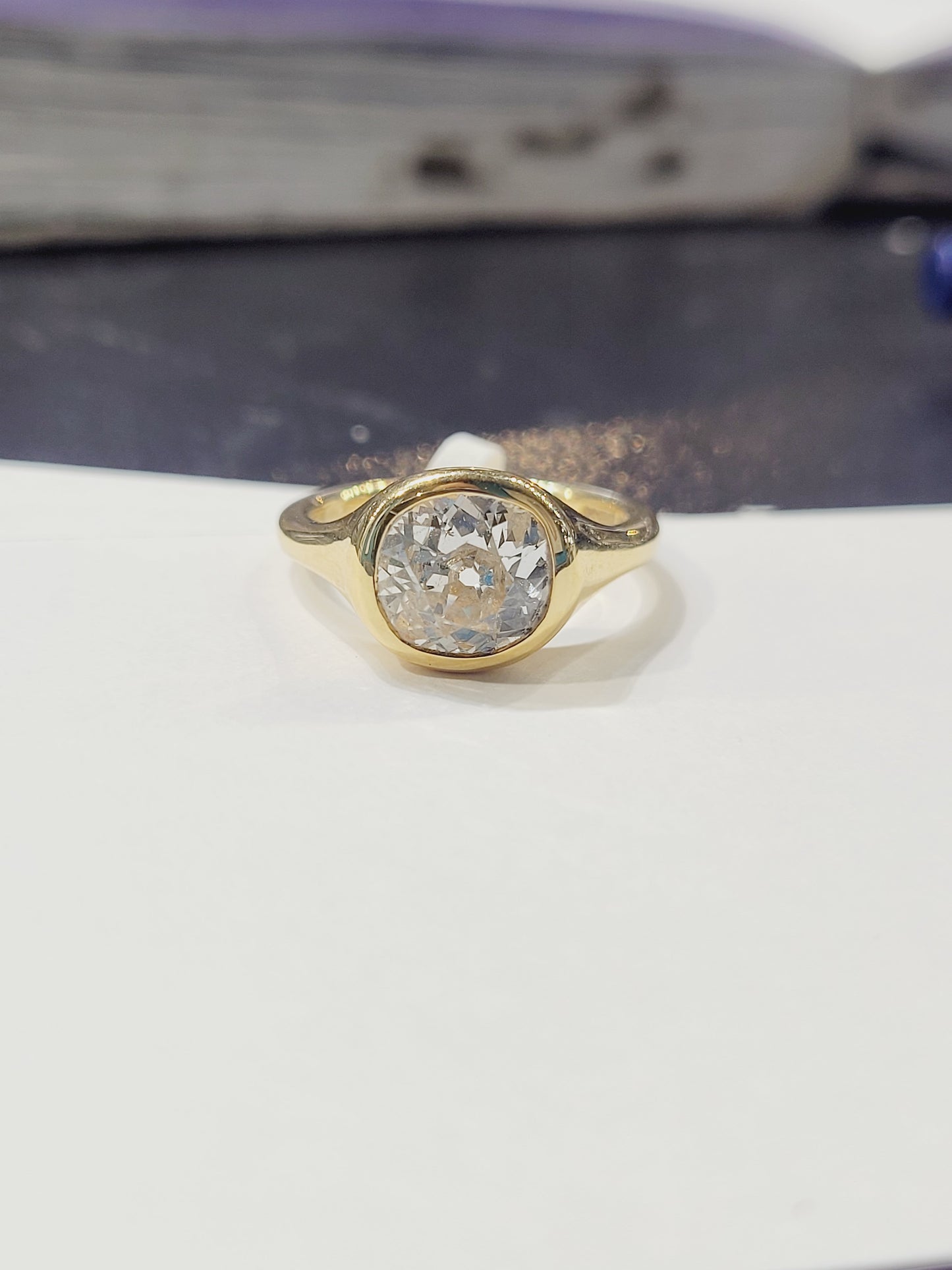 1.50ct old mine cut gypsy ring sku 8955