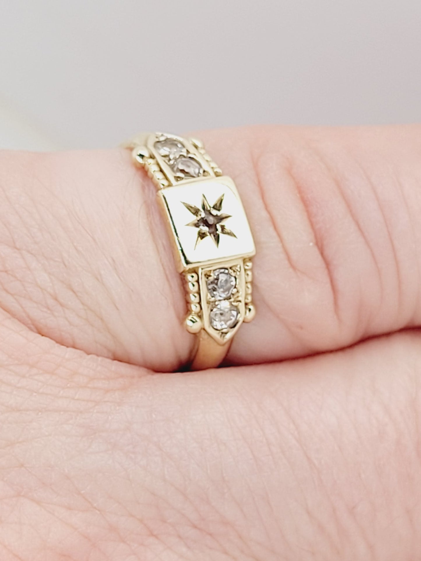 Gypsy set diamond yellow gold ring sku 8848