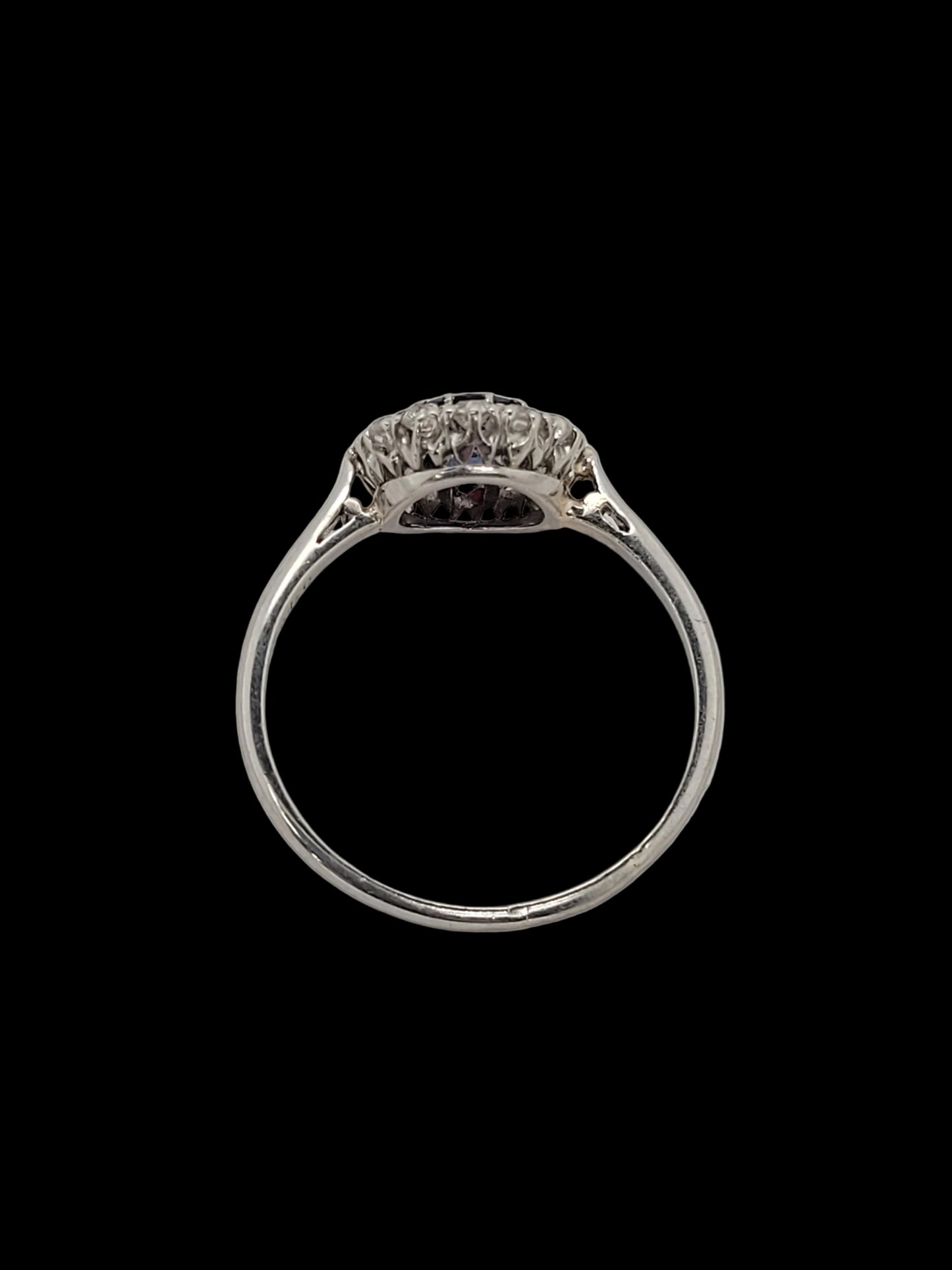 Antique sapphire and diamond cluster engagement ring sku 8808