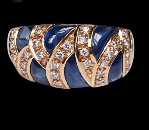French Cabochon Sapphire and Diamond Gold Ring
SKU: 3086