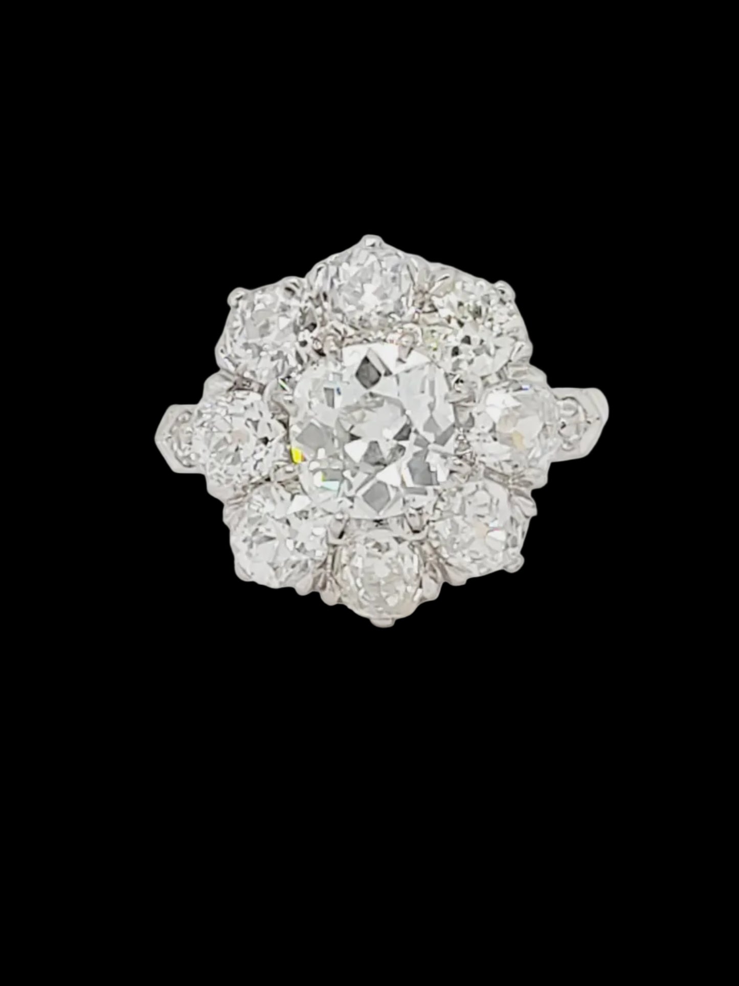 Antique diamond cluster engagement ring sku 8797