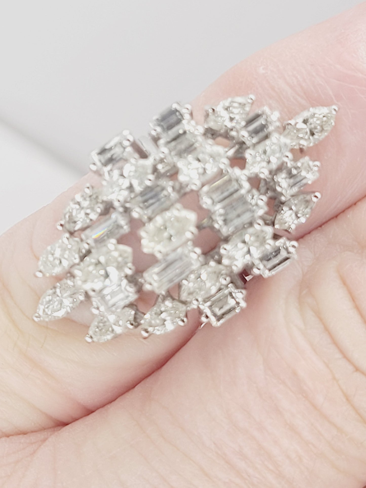 1960's baguette diamond Brutalist diamond cluster ring sku 9129
