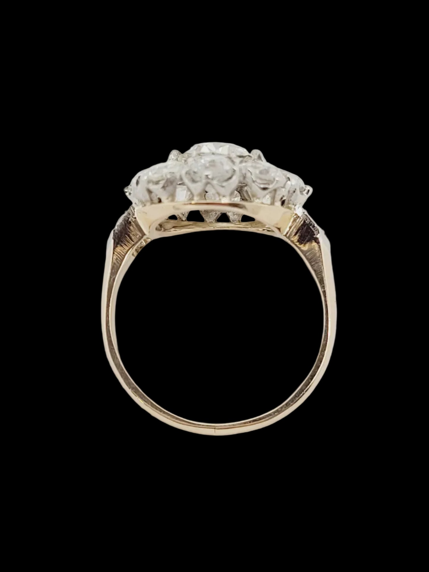 Antique diamond cluster engagement ring sku 8797