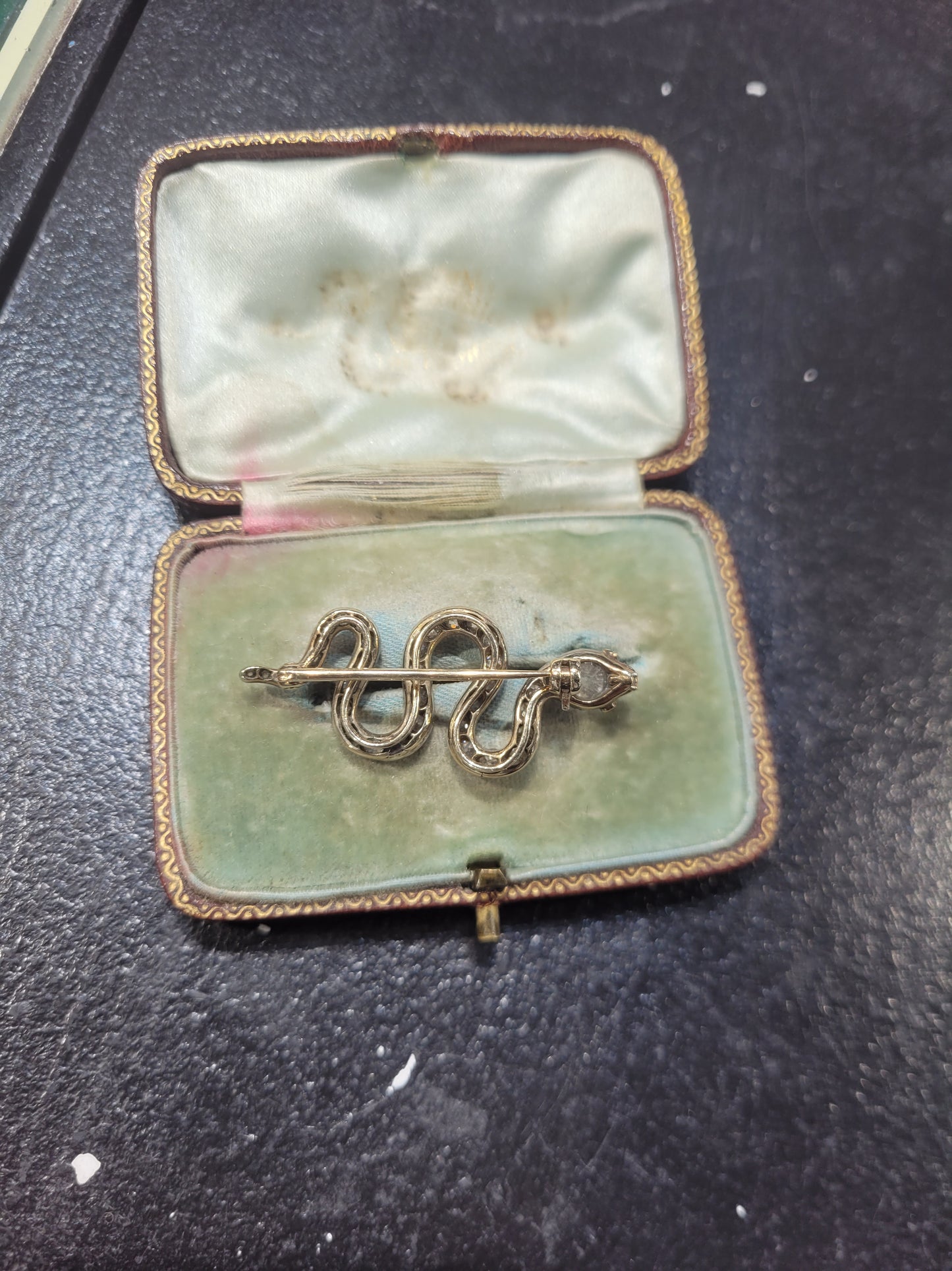 Rare Antique Old mine cut diamond snake sku 9130