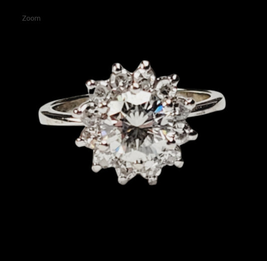 1.10ct diamond Centre to halo cluster engagement ring
SKU: 5127