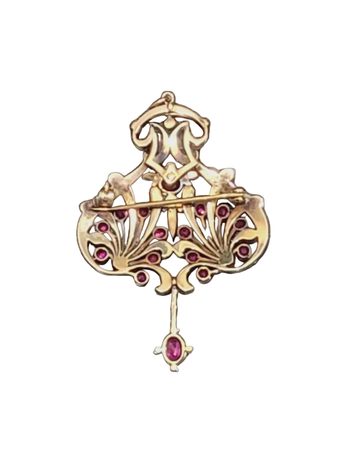 Fine Antique Burmese Ruby and diamond pendant sku 9113