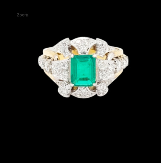 Antique fine emerald and diamond engagement ring
SKU: 7879