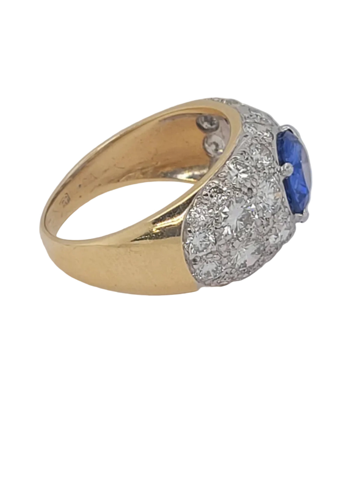 Sapphire and diamond bombe ring sku 9134