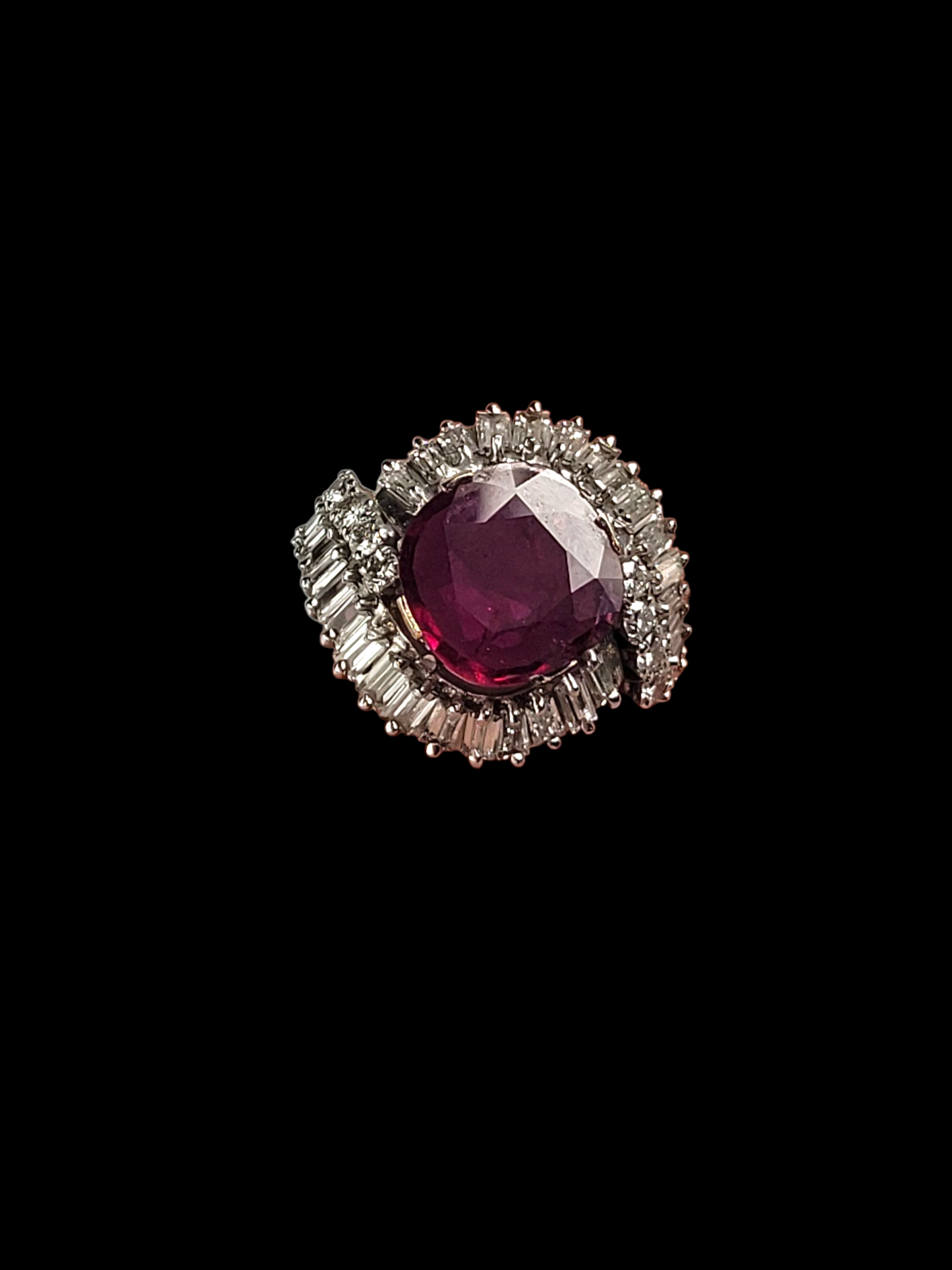 Large ruby and diamond vintage ring sku 8424