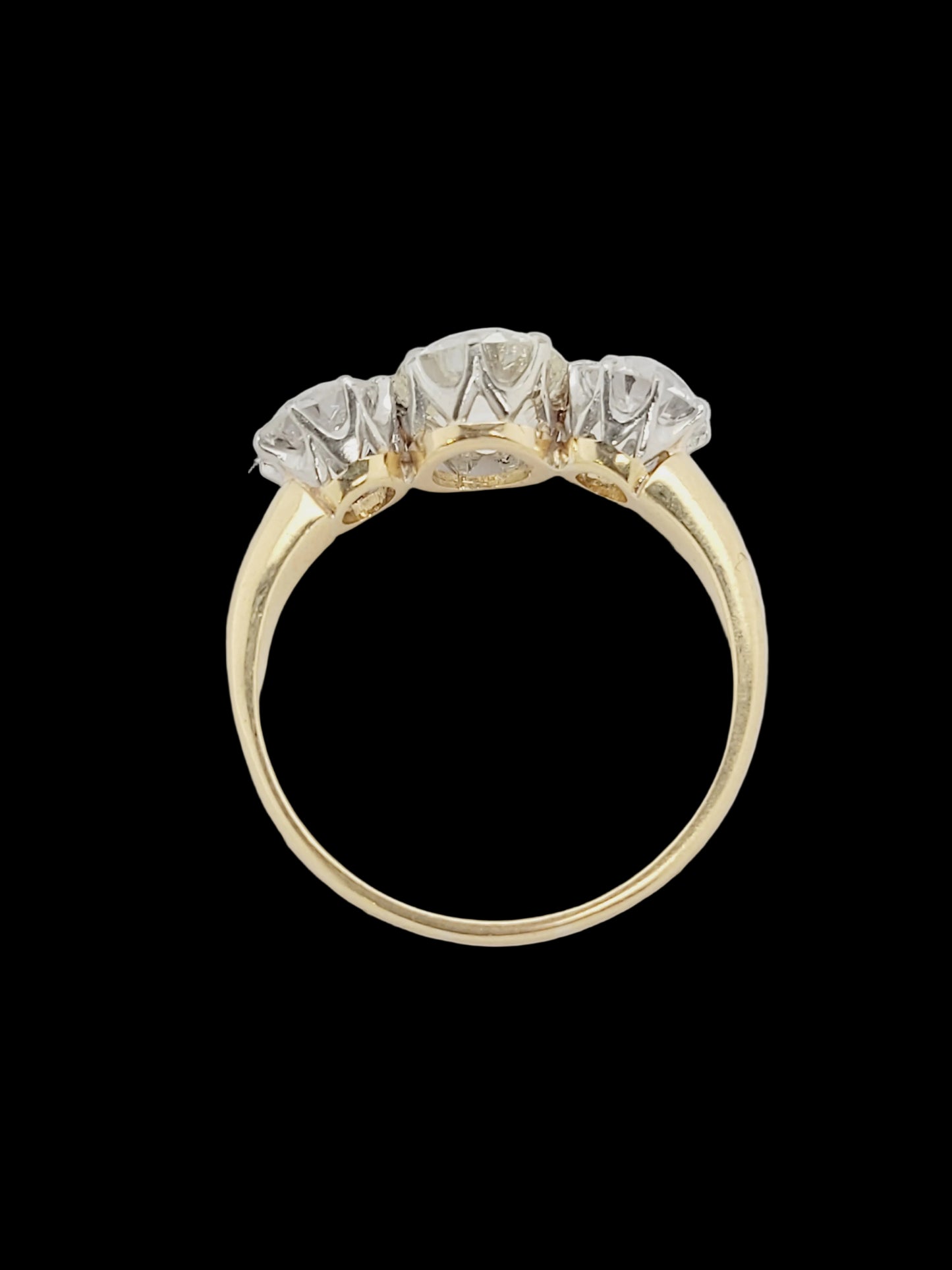Antique diamond trilogy engagement ring in 18ct yellow gold sku 8969