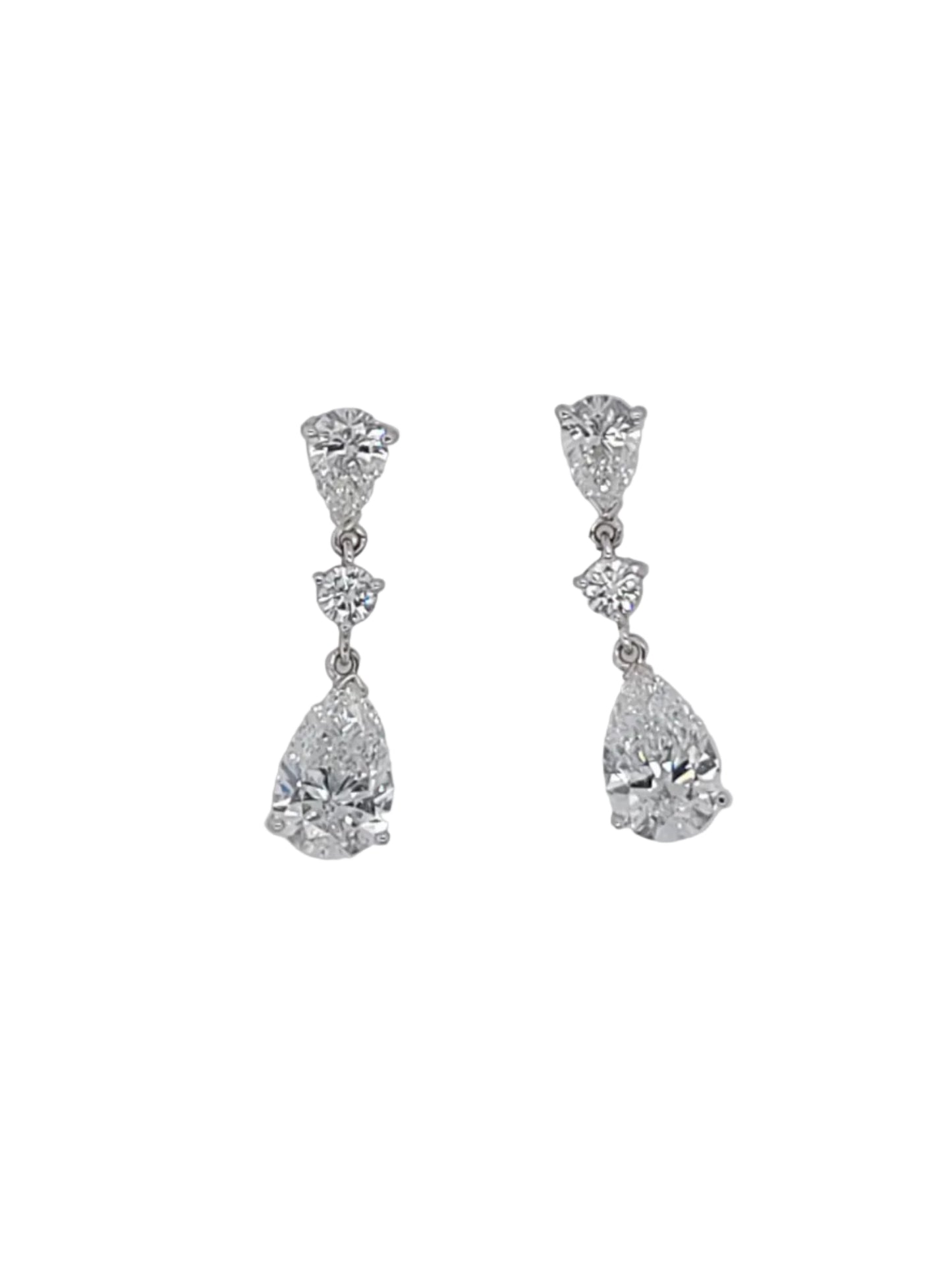 D colour natural pear shaped diamond drop earrings sku 8994