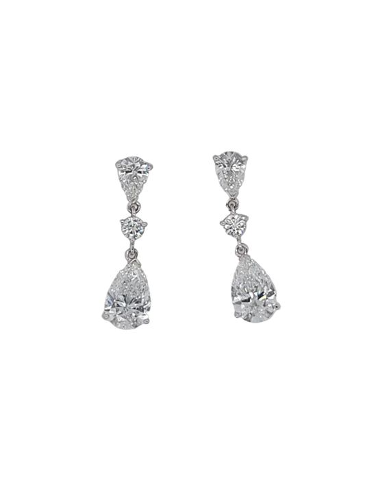 D colour natural pear shaped diamond drop earrings sku 8994