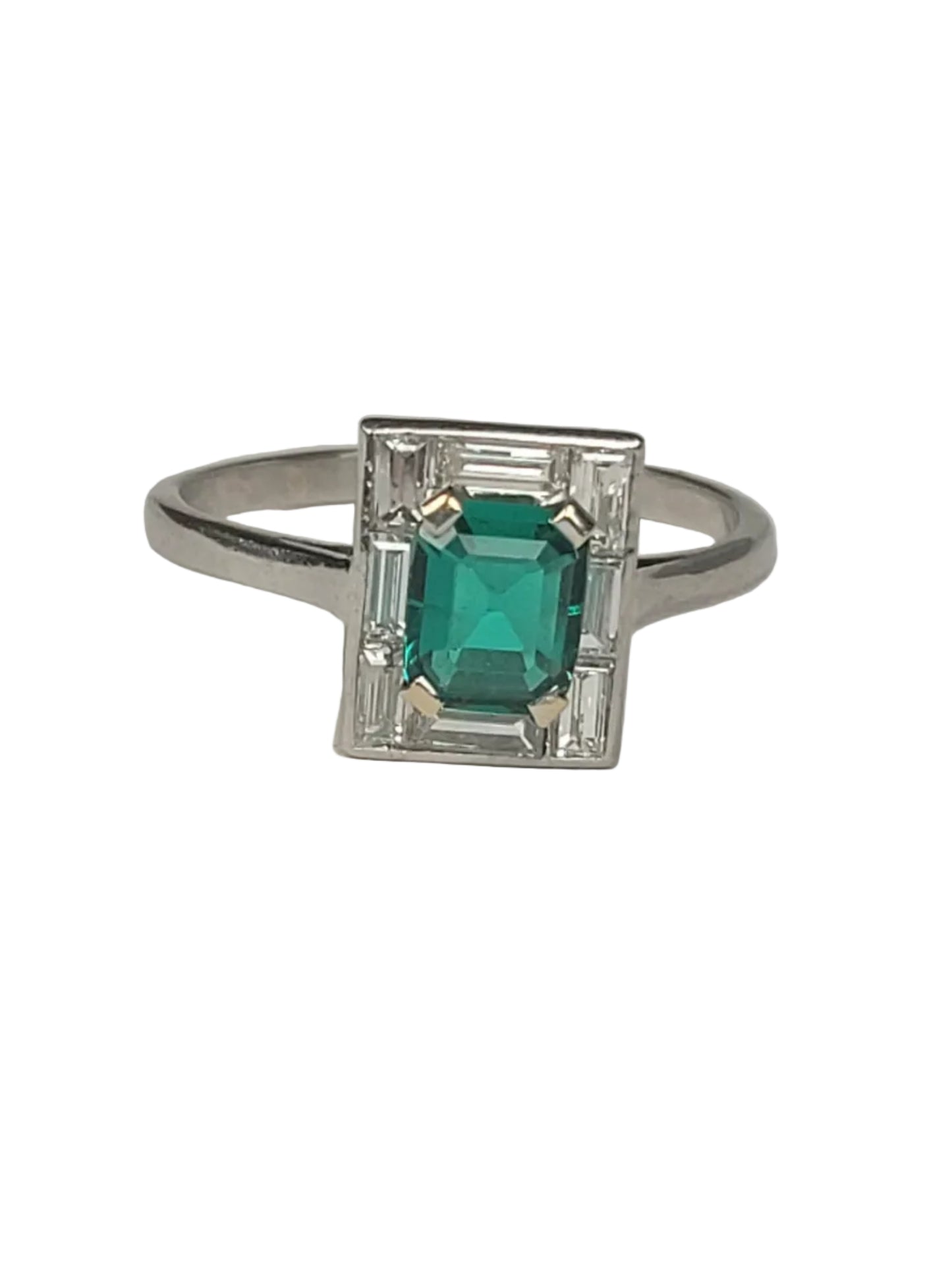Art deco gem emerald engagement ring sku 9139