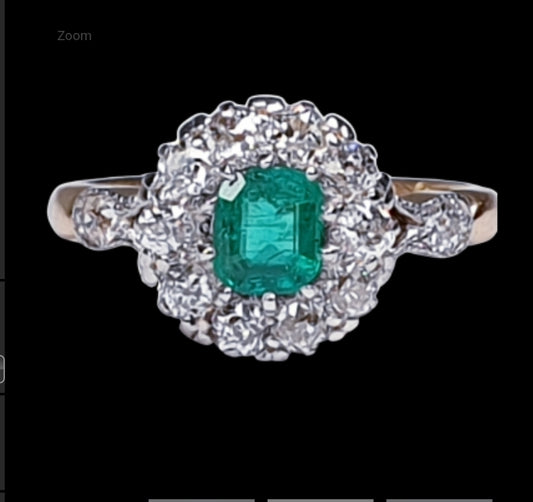 Antique emerald and diamond cluster ring
SKU: 4772