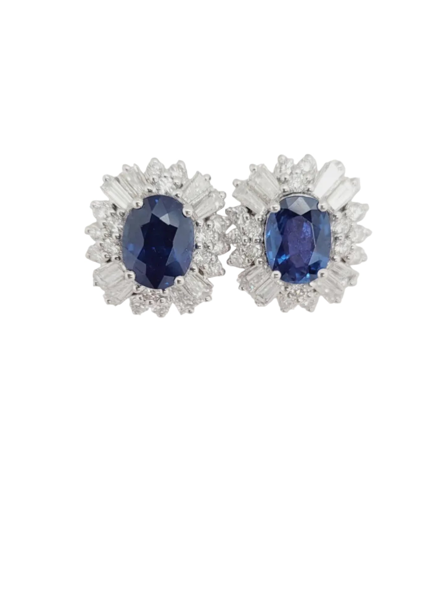 Sapphire and diamond cluster earrings sku 8906