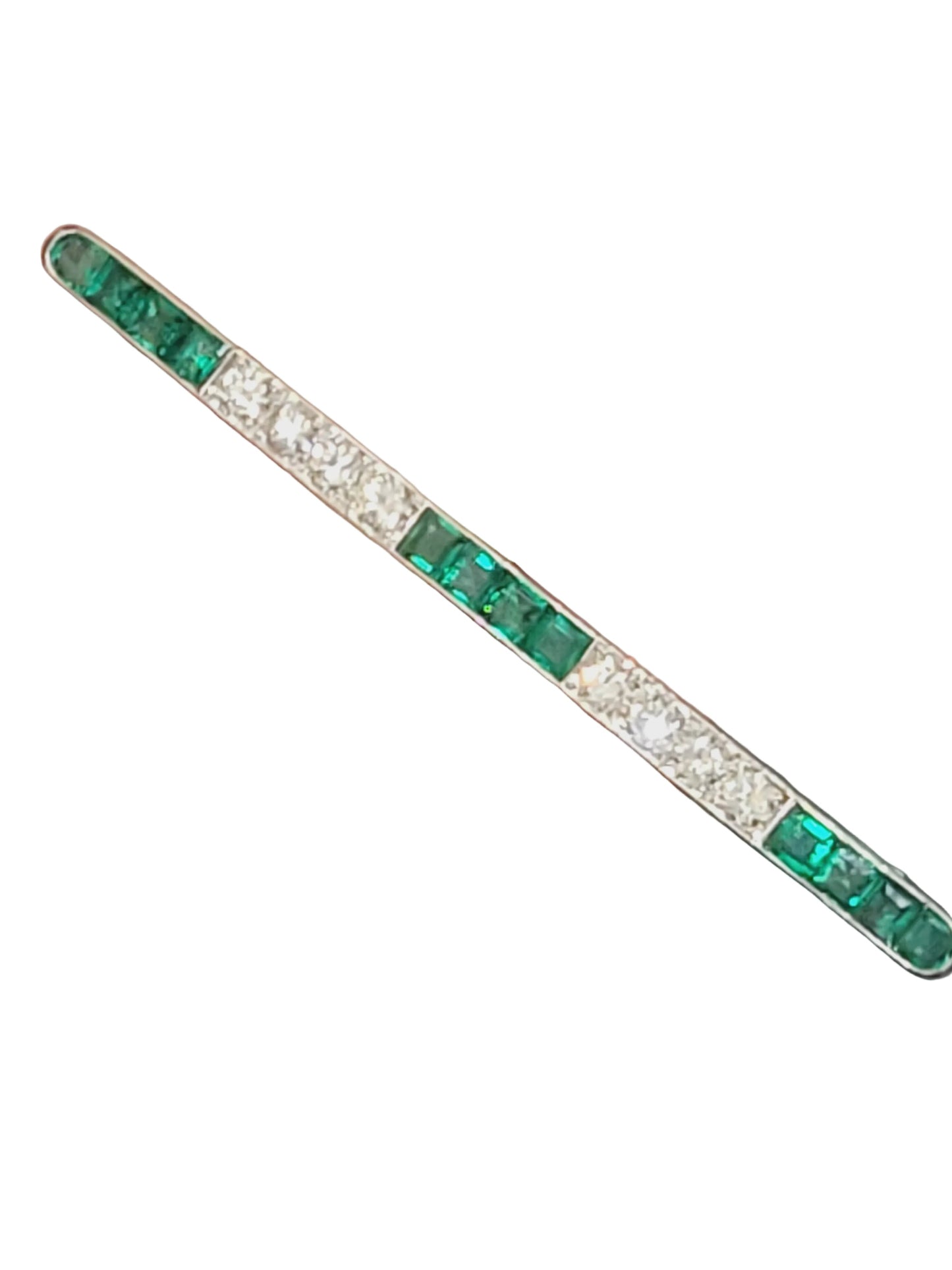 Strong Art deco emerald and diamond brooch sku 9107