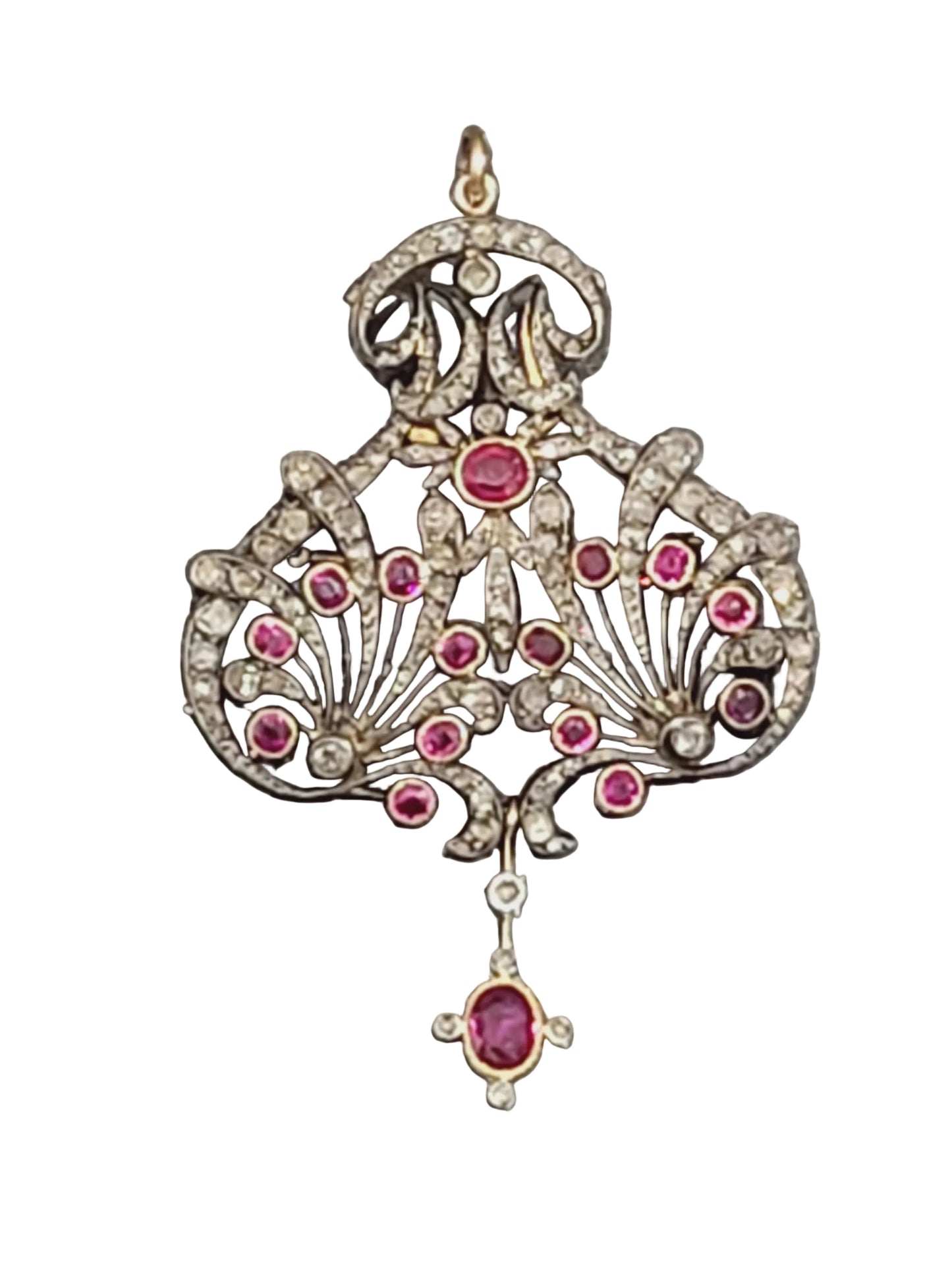 Fine Antique Burmese Ruby and diamond pendant sku 9113